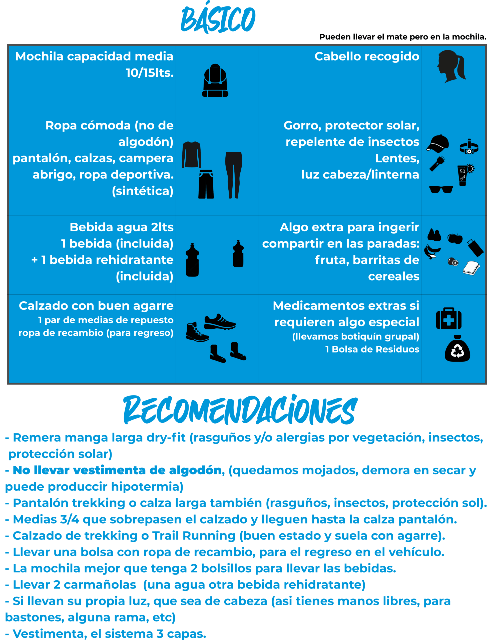 Trekking Que llevar - Adventure CLUB Uruguay